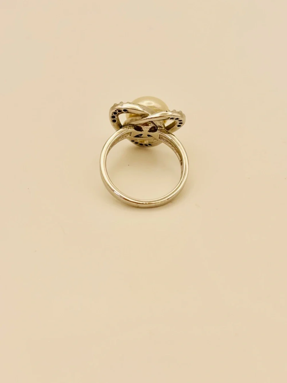 Sterling Silver Pearl Ring with Crystal Accents – Size 6.5 - Picture 8 of 11